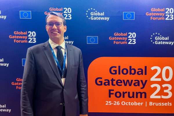 Andreas Lehmann at Global Gateway Forum 2023 for Hydrogenious LOHC Technologies